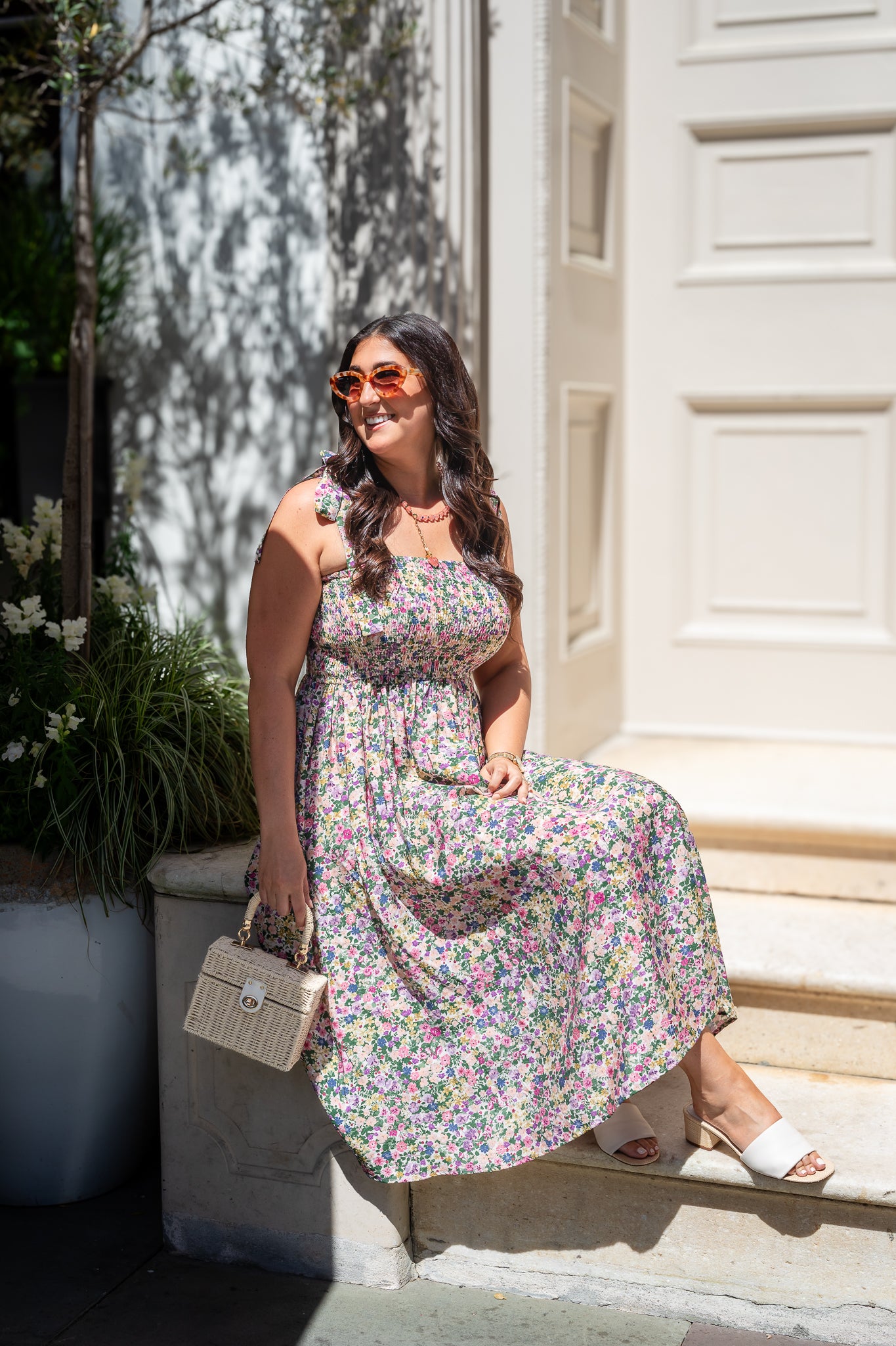 Riley Floral Smocked Midi Dress