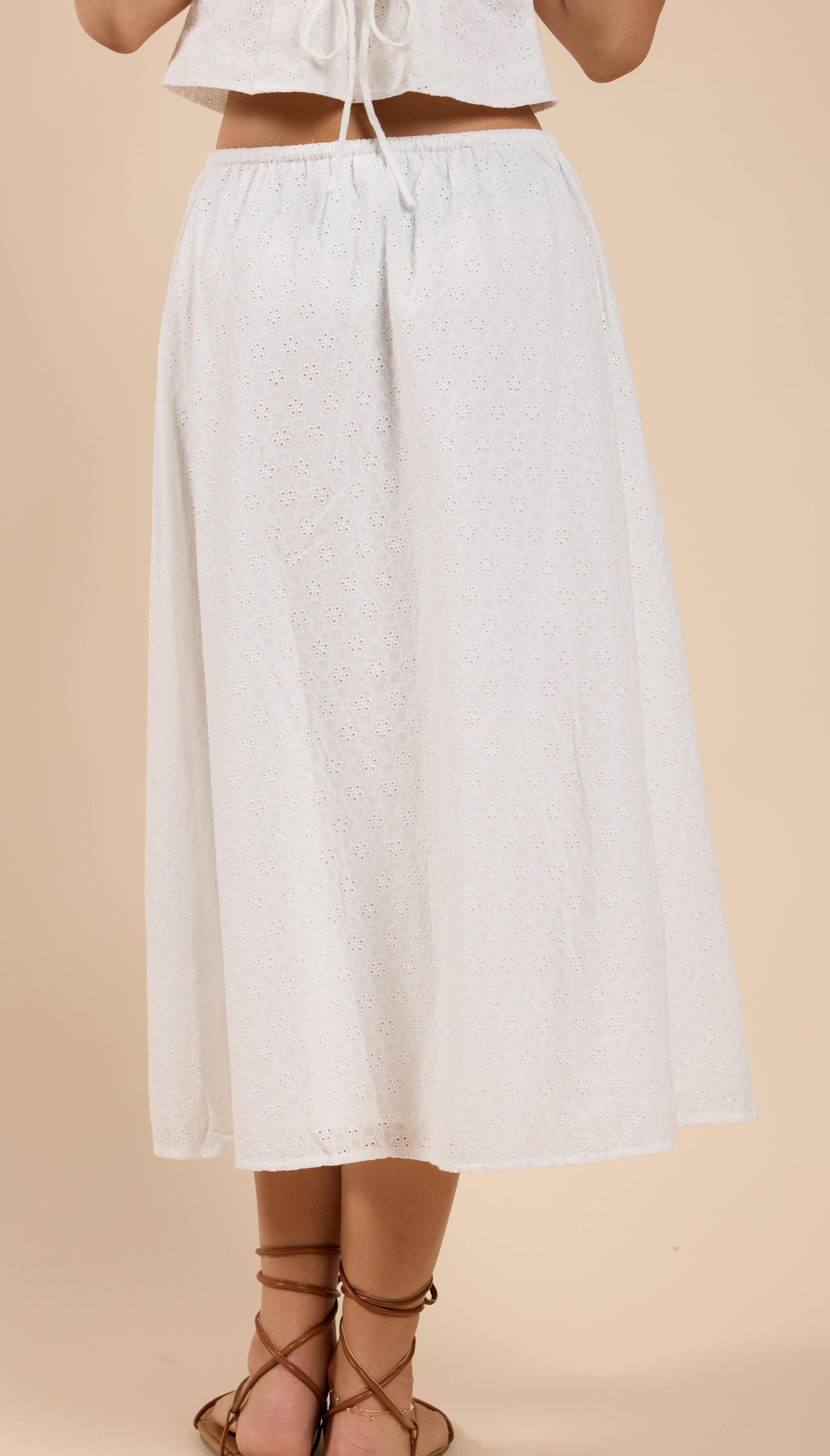 Sundream Eyelet Drawstring Maxi Skirt