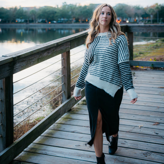 Ashley Asymmetrical Striped Sweater