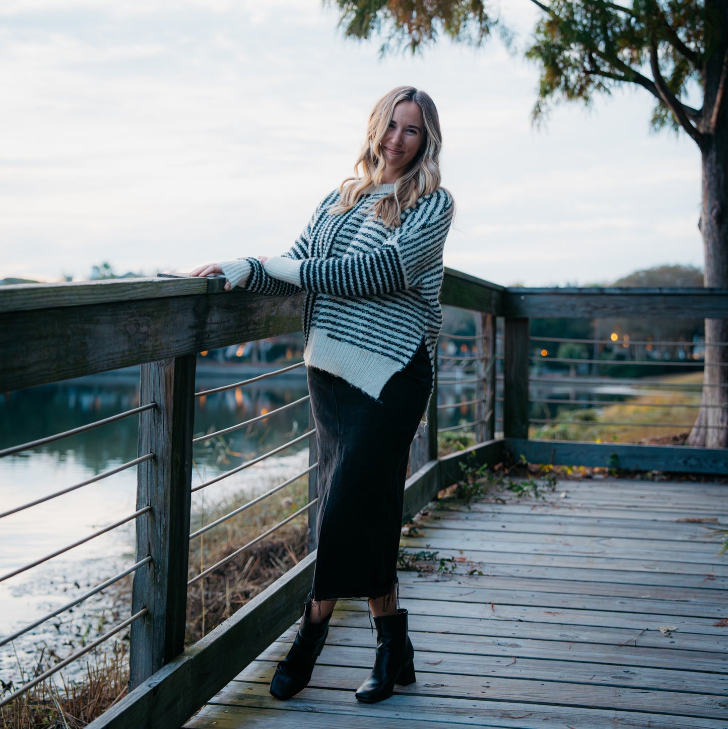 Ashley Asymmetrical Striped Sweater