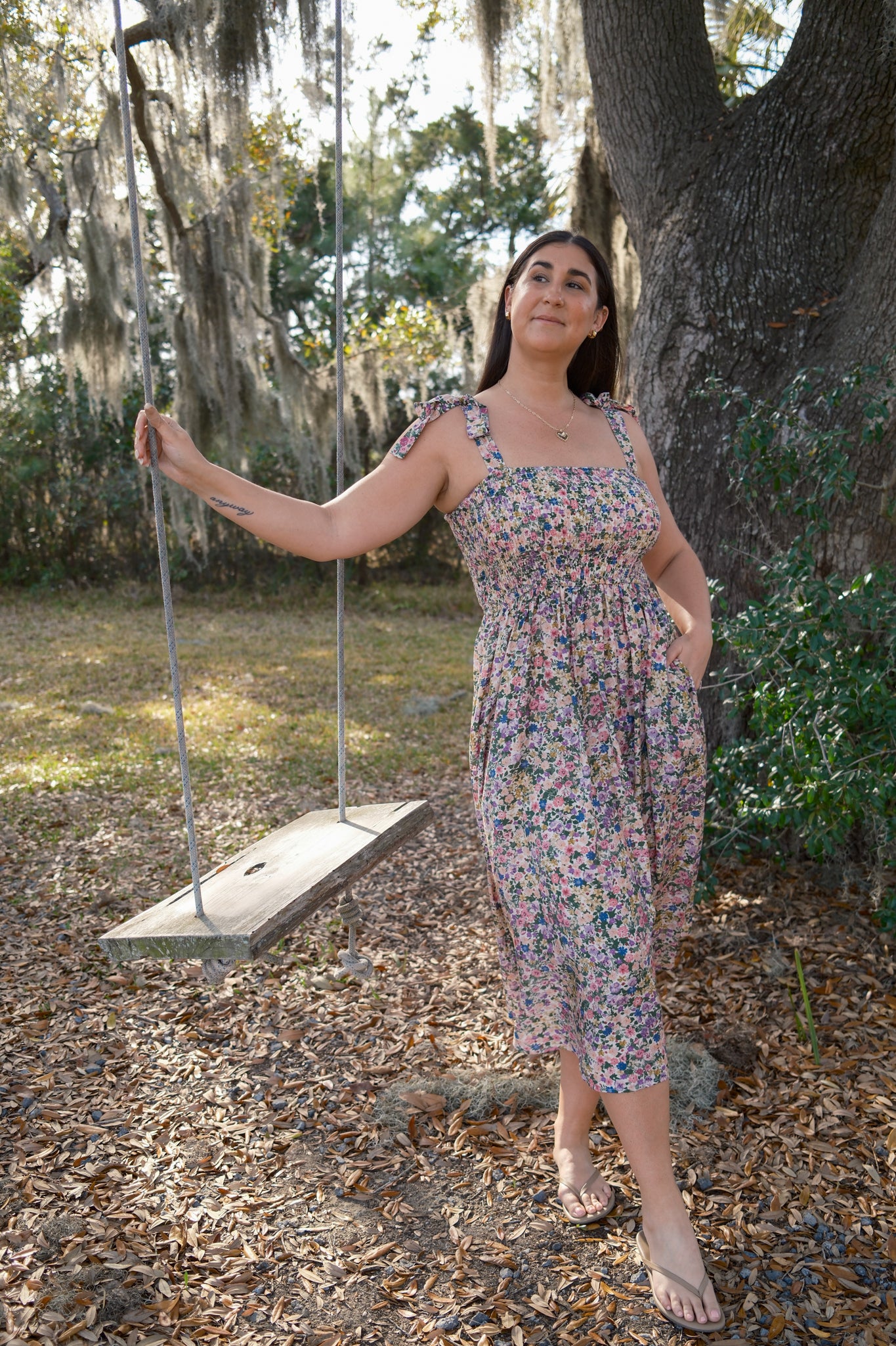 Riley Floral Smocked Midi Dress