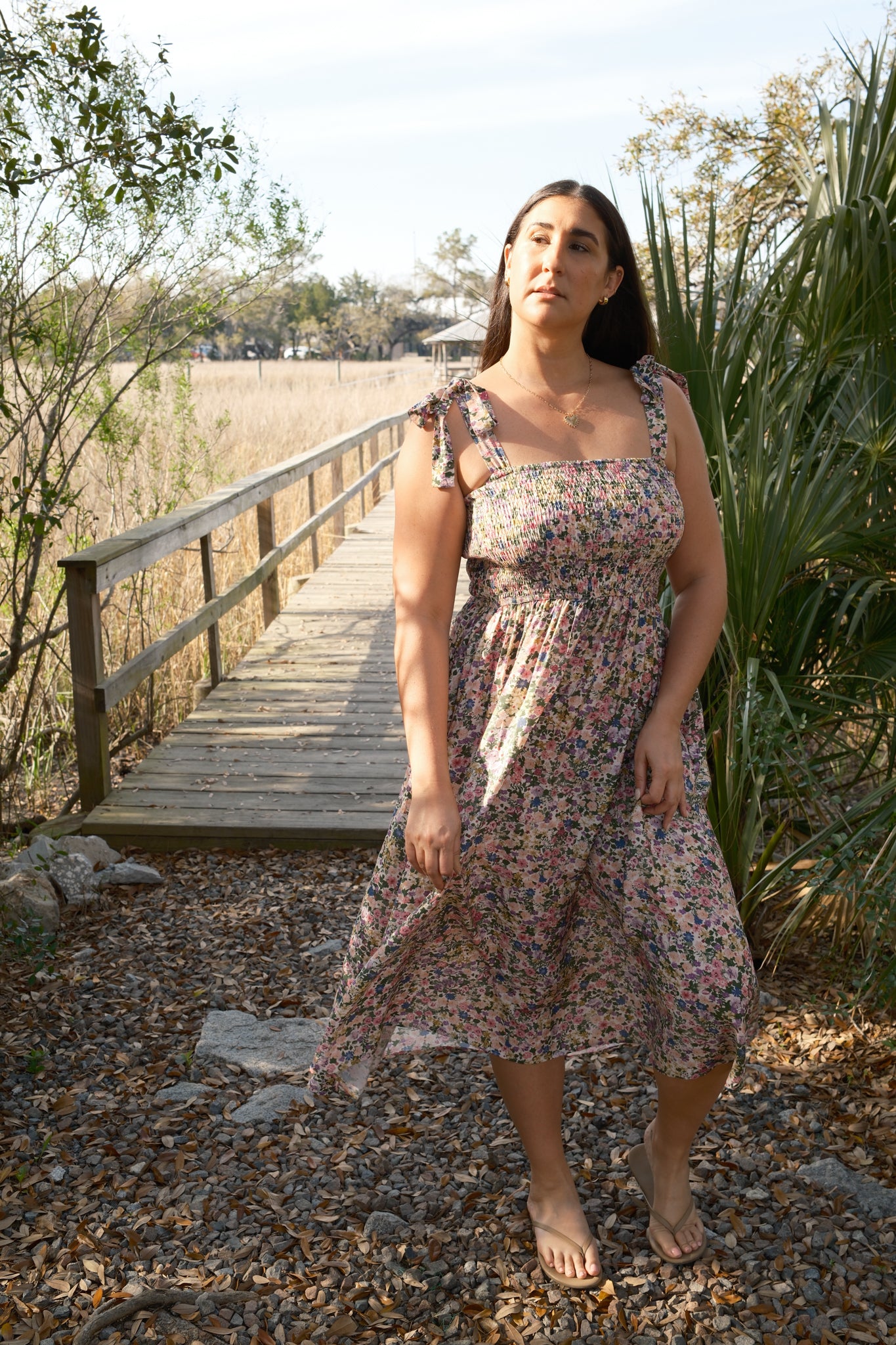 Riley Floral Smocked Midi Dress