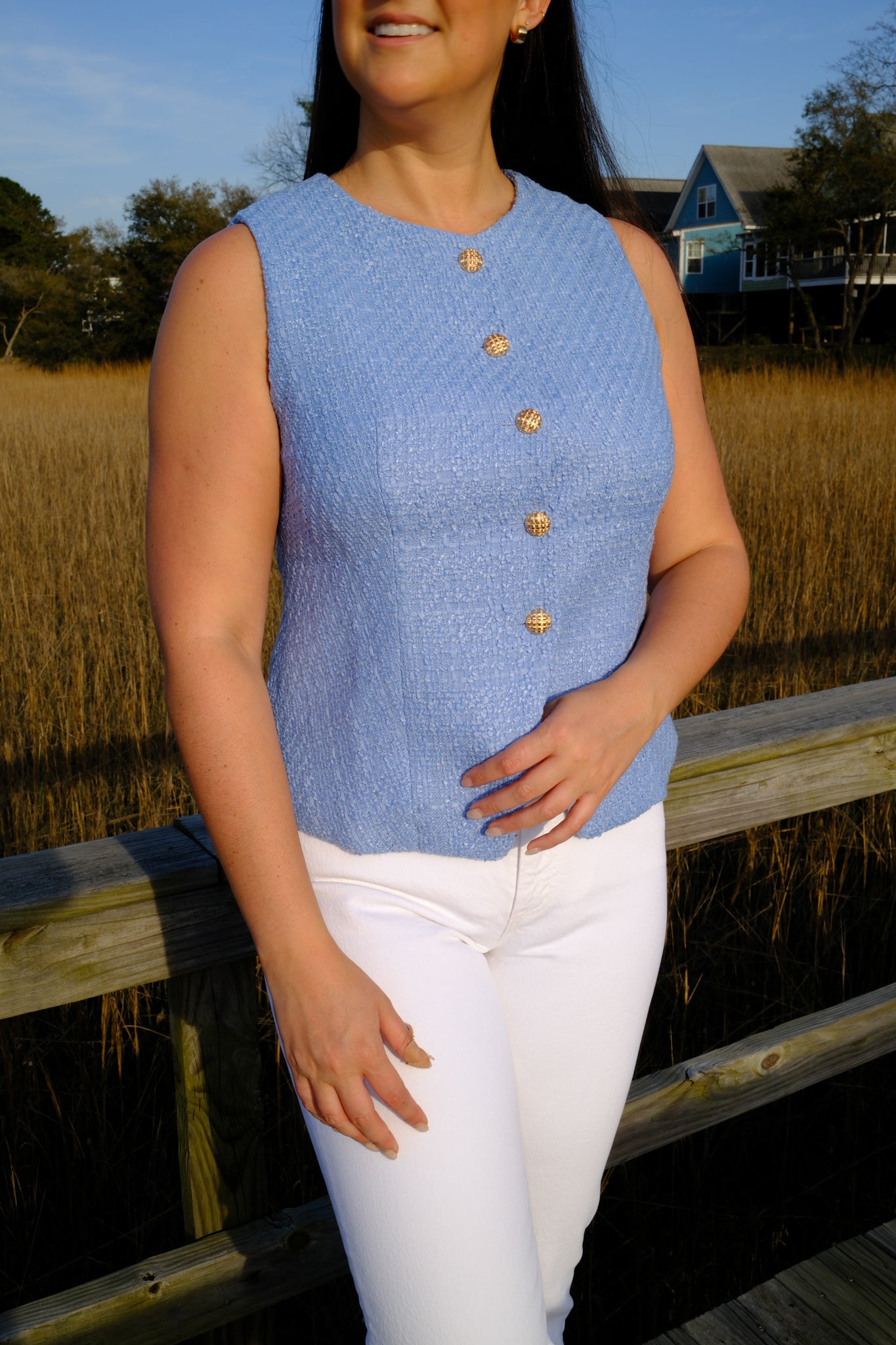 Paige Tweed Gold Buttoned Vest