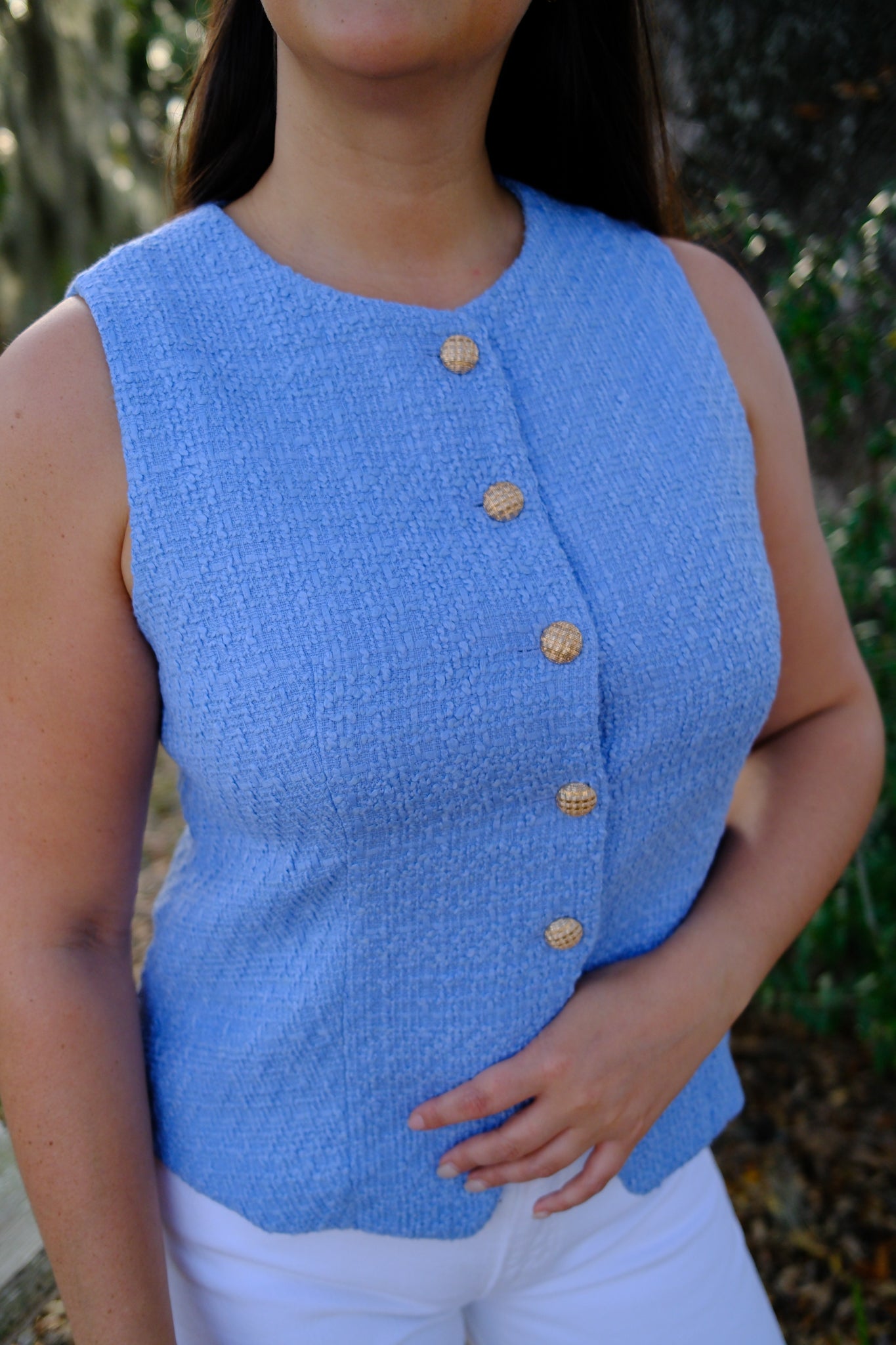Paige Tweed Gold Buttoned Vest