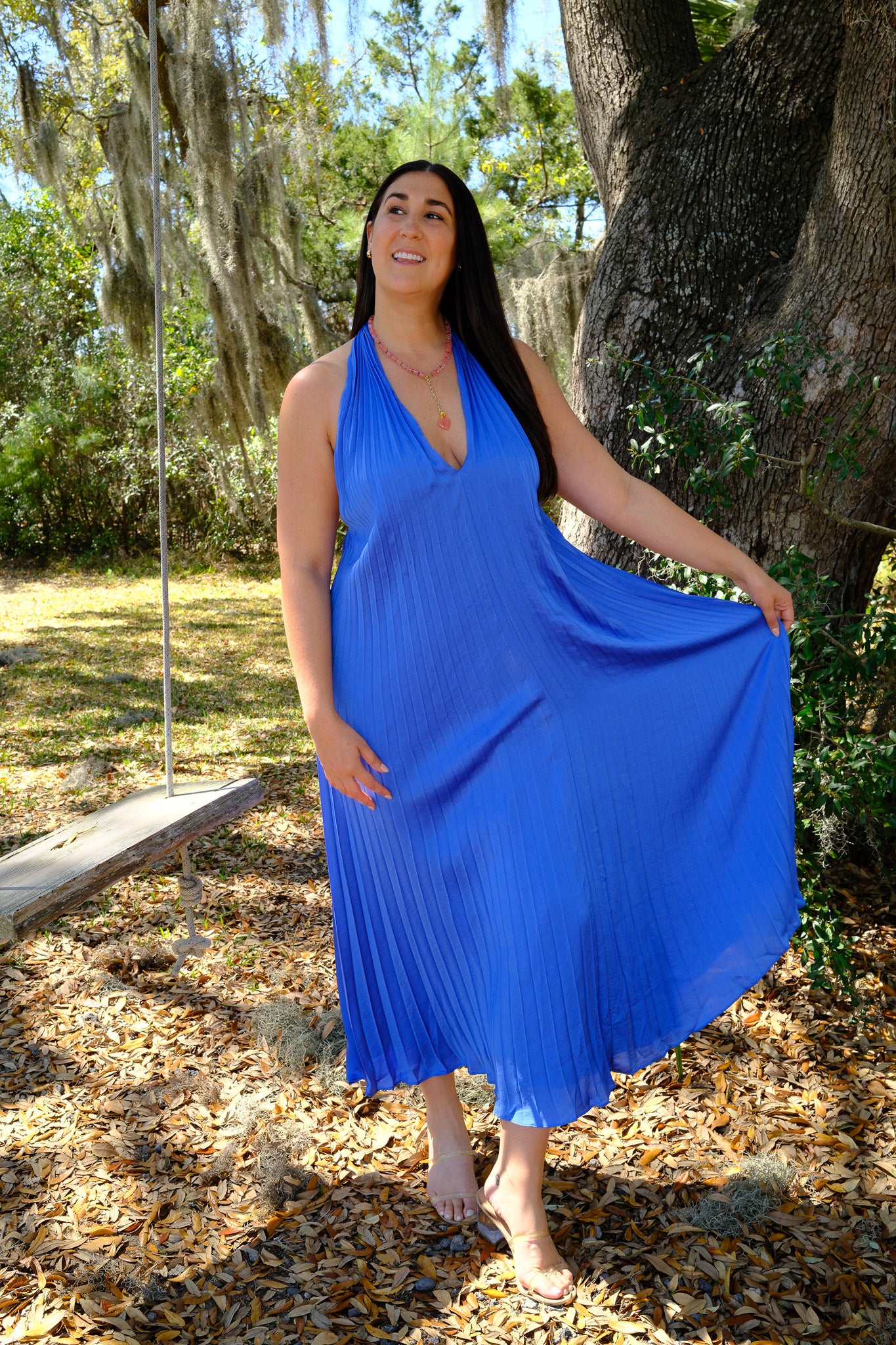Blyth Pleated Halter Maxi Dress