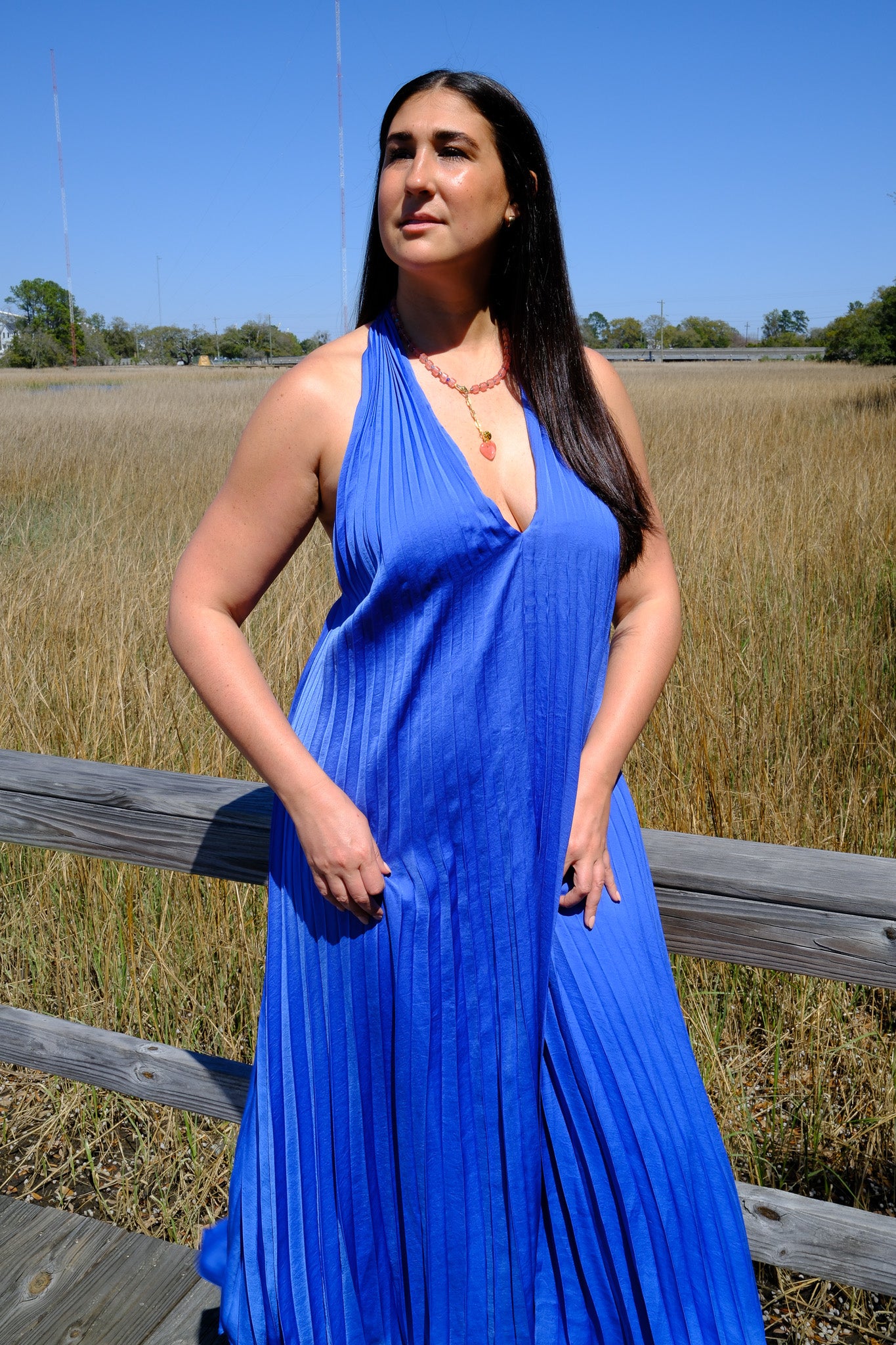 Blyth Pleated Halter Maxi Dress