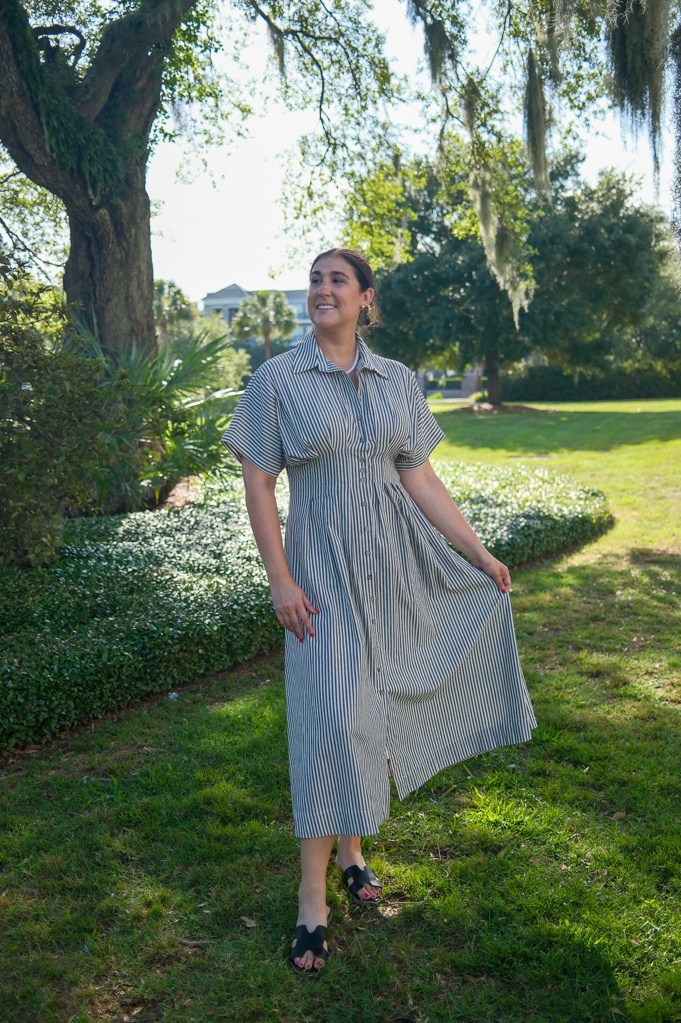 Nina Striped Button Up Maxi Dress