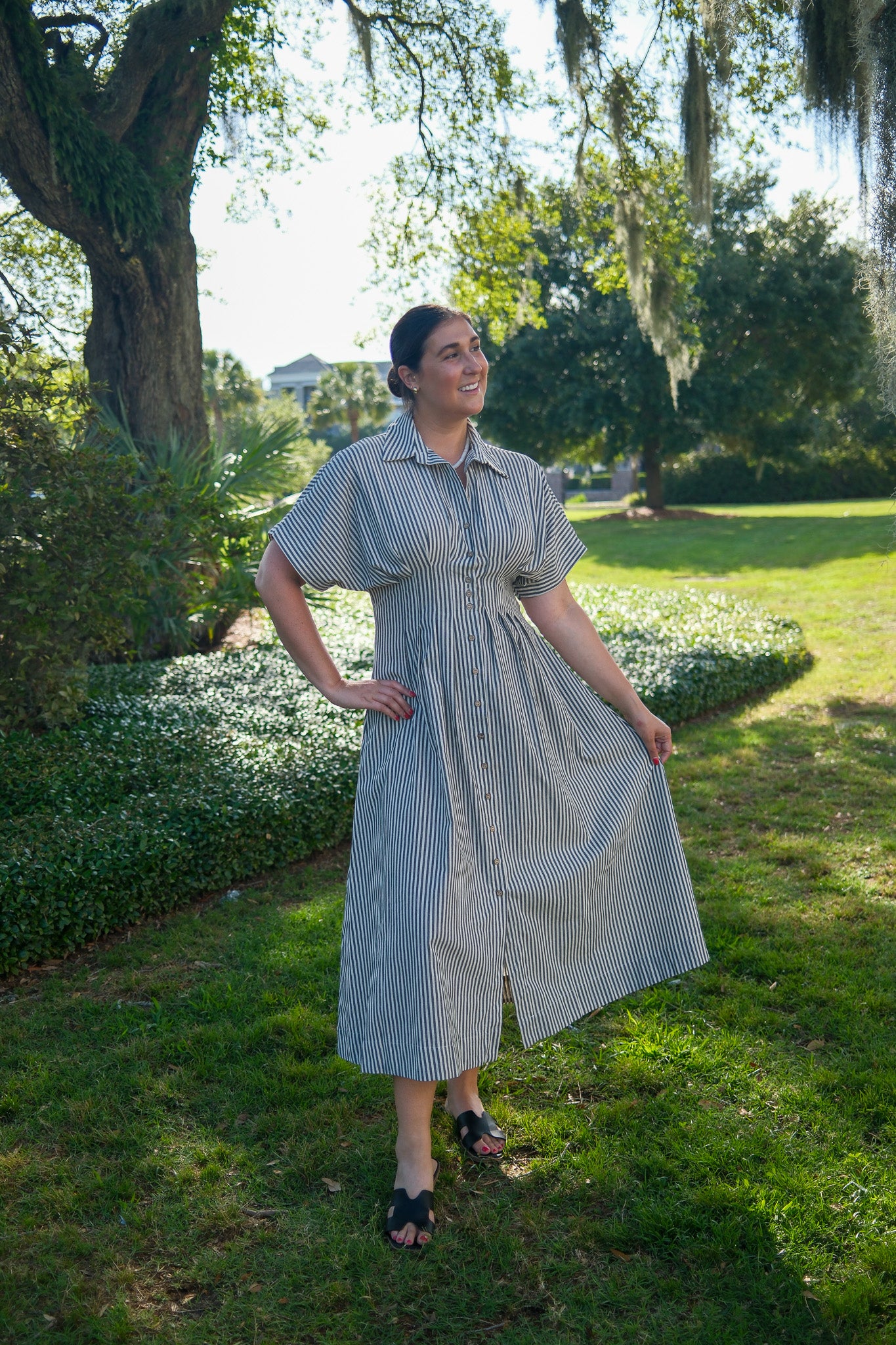 Nina Striped Button Up Maxi Dress