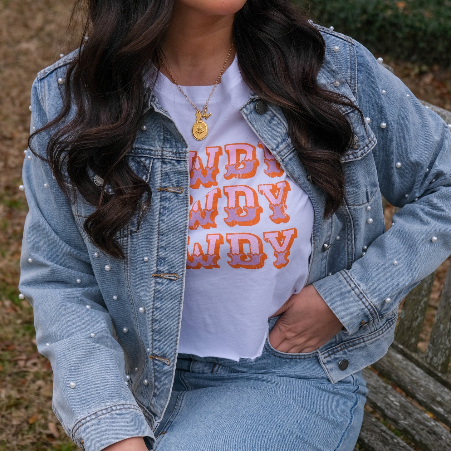 Varick Pearl Embellished Denim Jacket