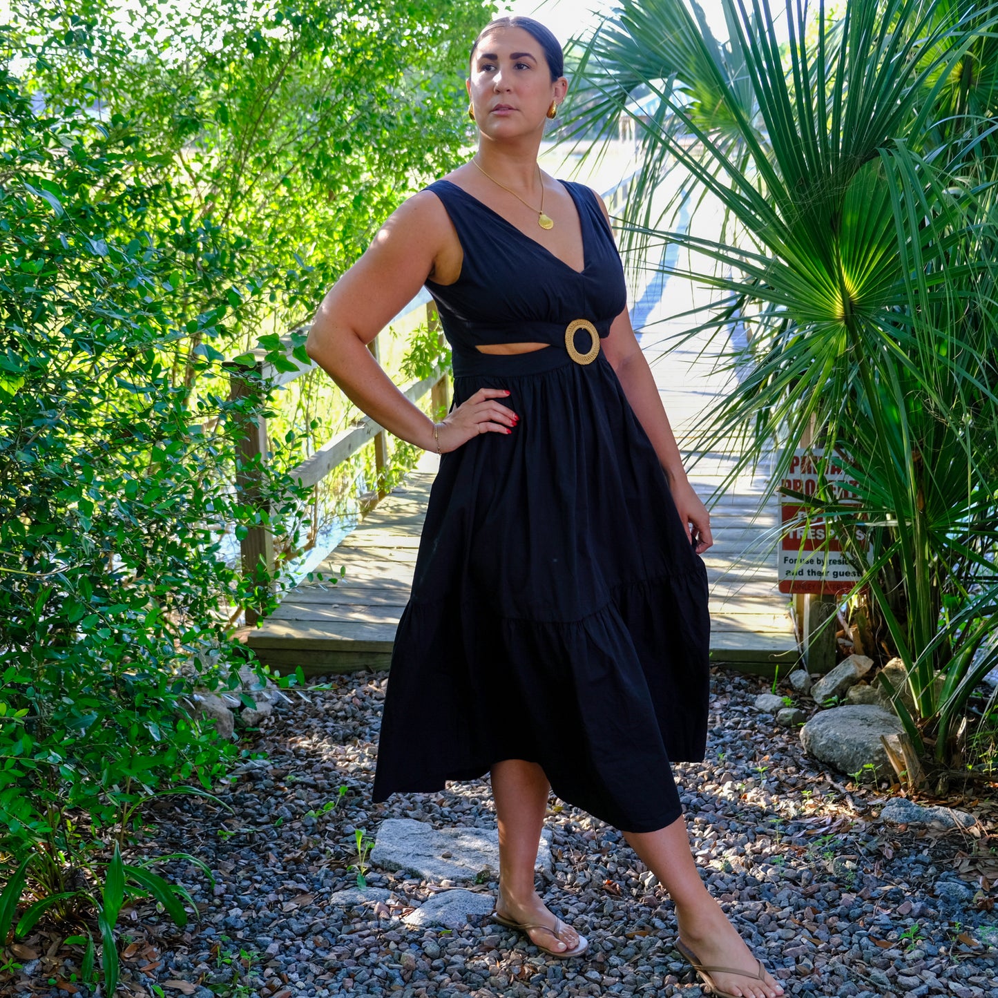 Amberly Rattan Cut-Out Maxi Dress