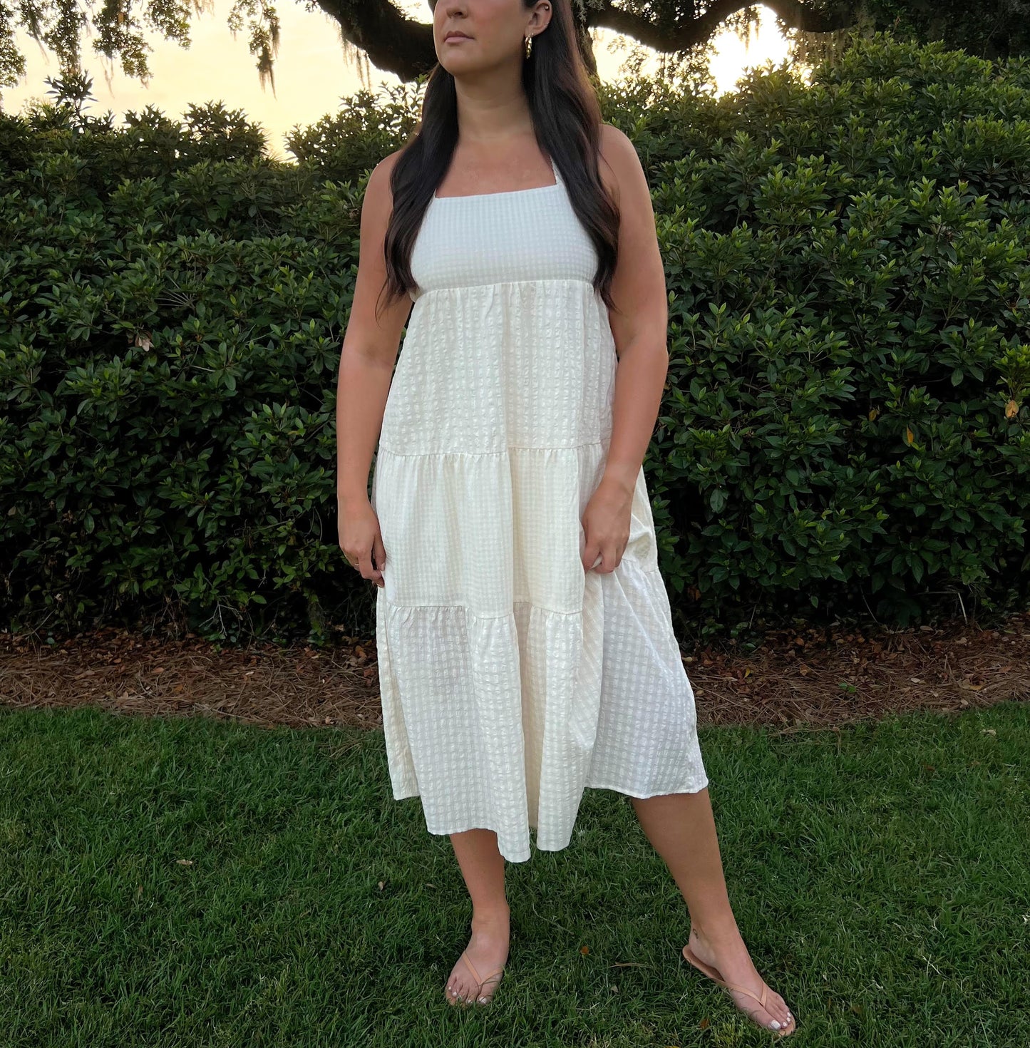 Carmine Crisscross Gingham Dress
