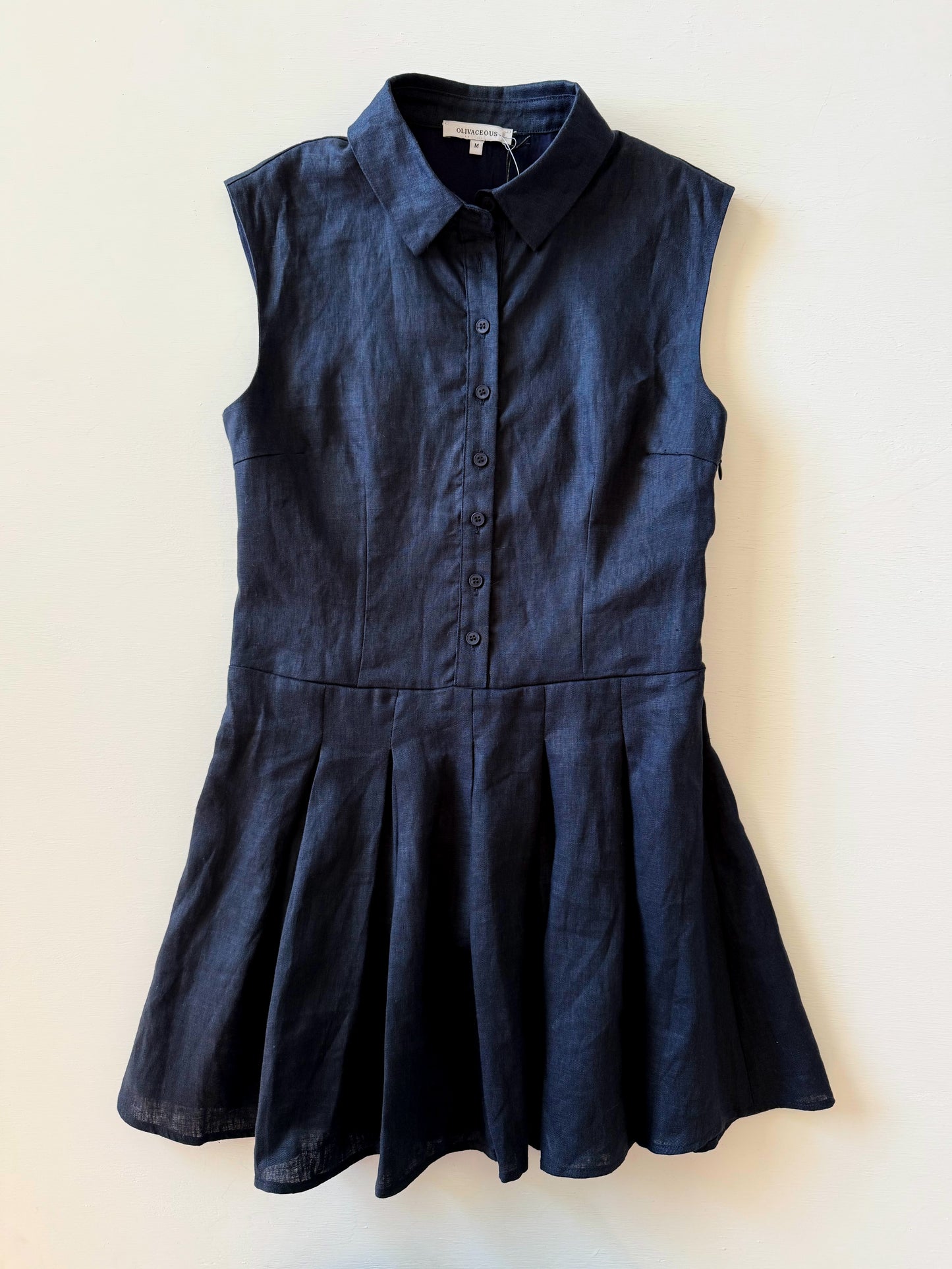 Kiki Pleated Linen Mini Dress