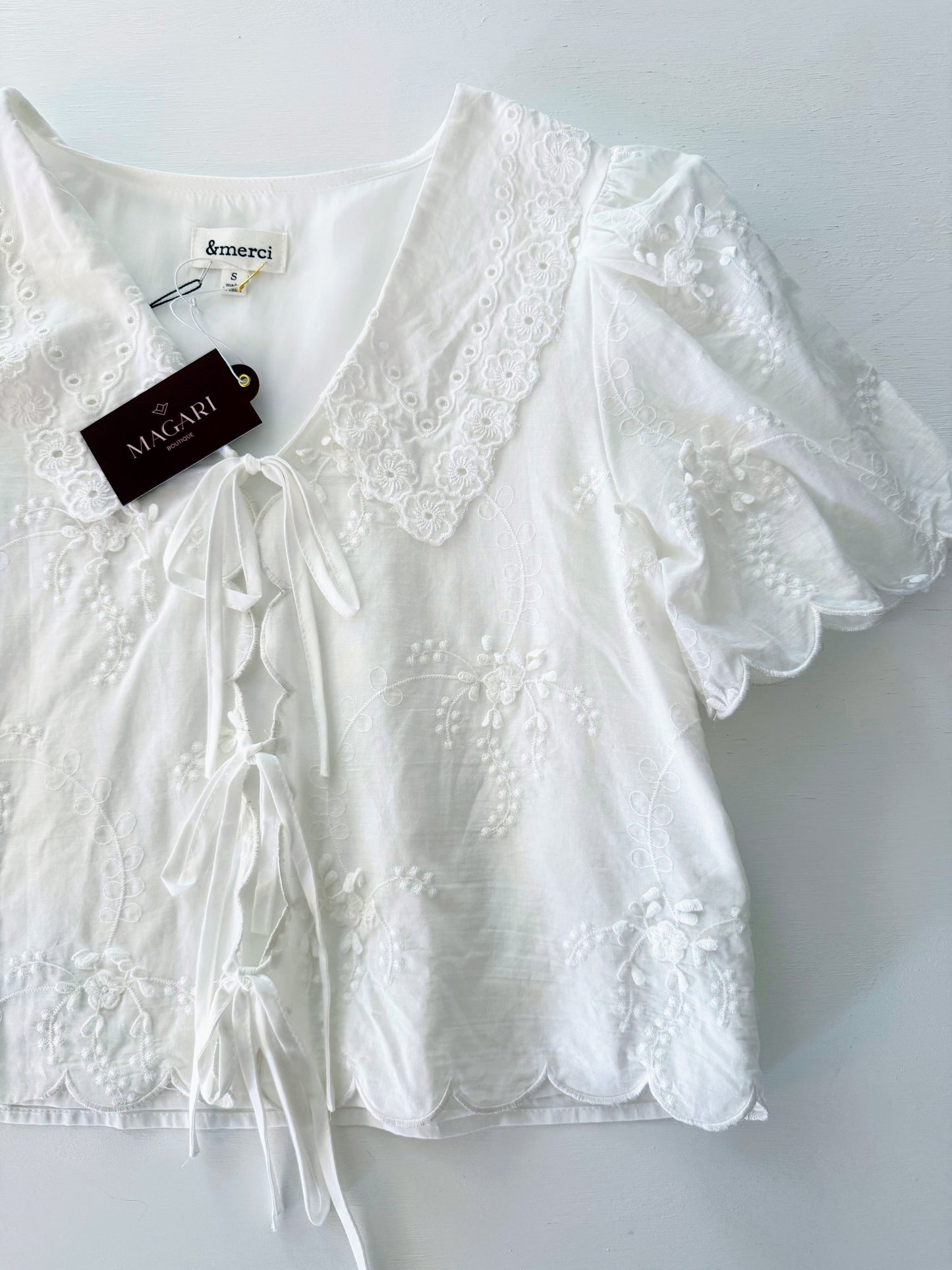Opal Font Tie Collared Blouse