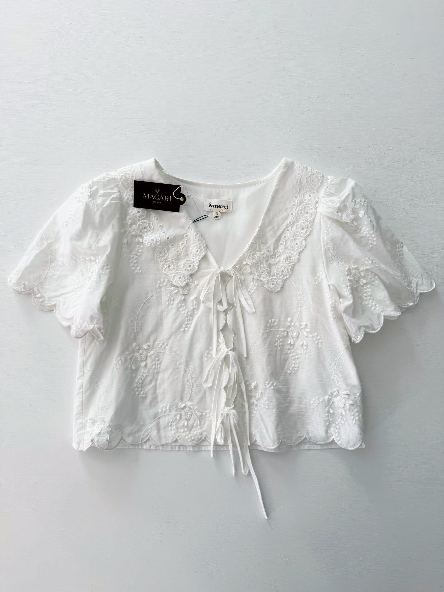Opal Font Tie Collared Blouse