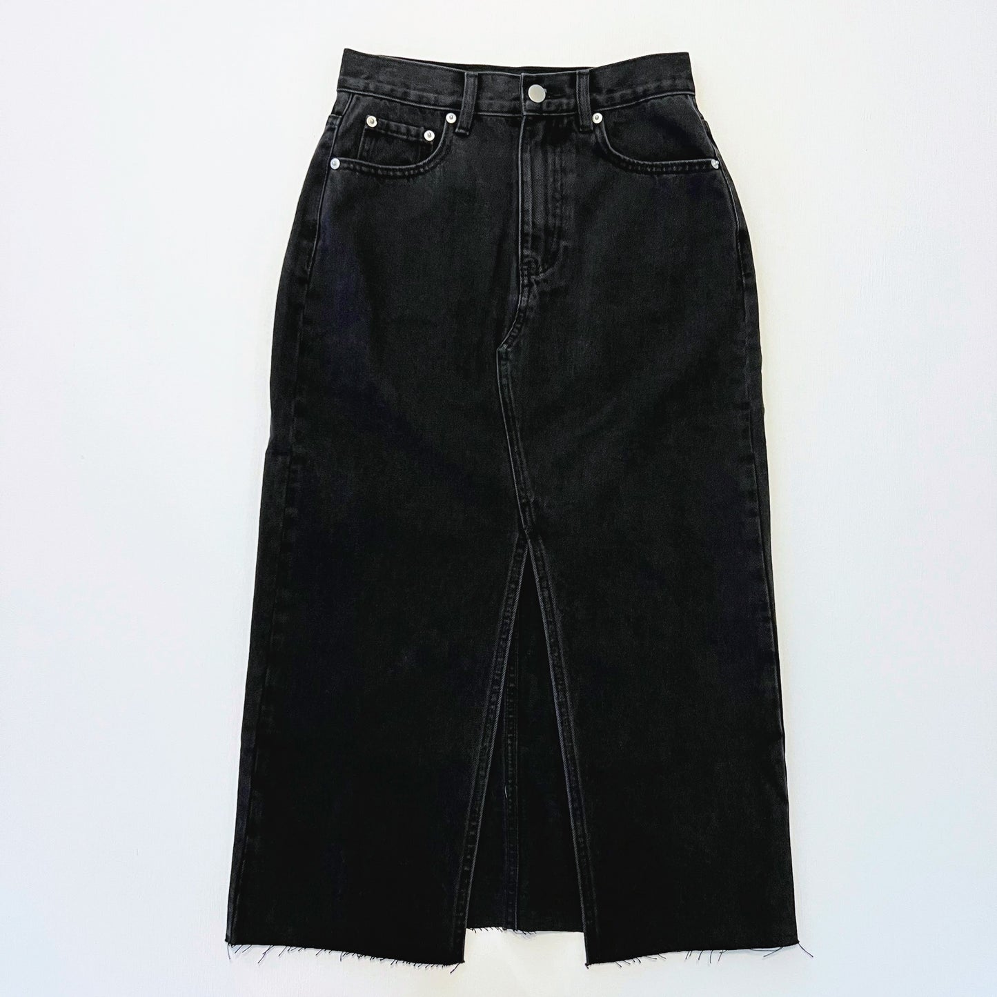 Madelyn Washed Denim Midi Skirt