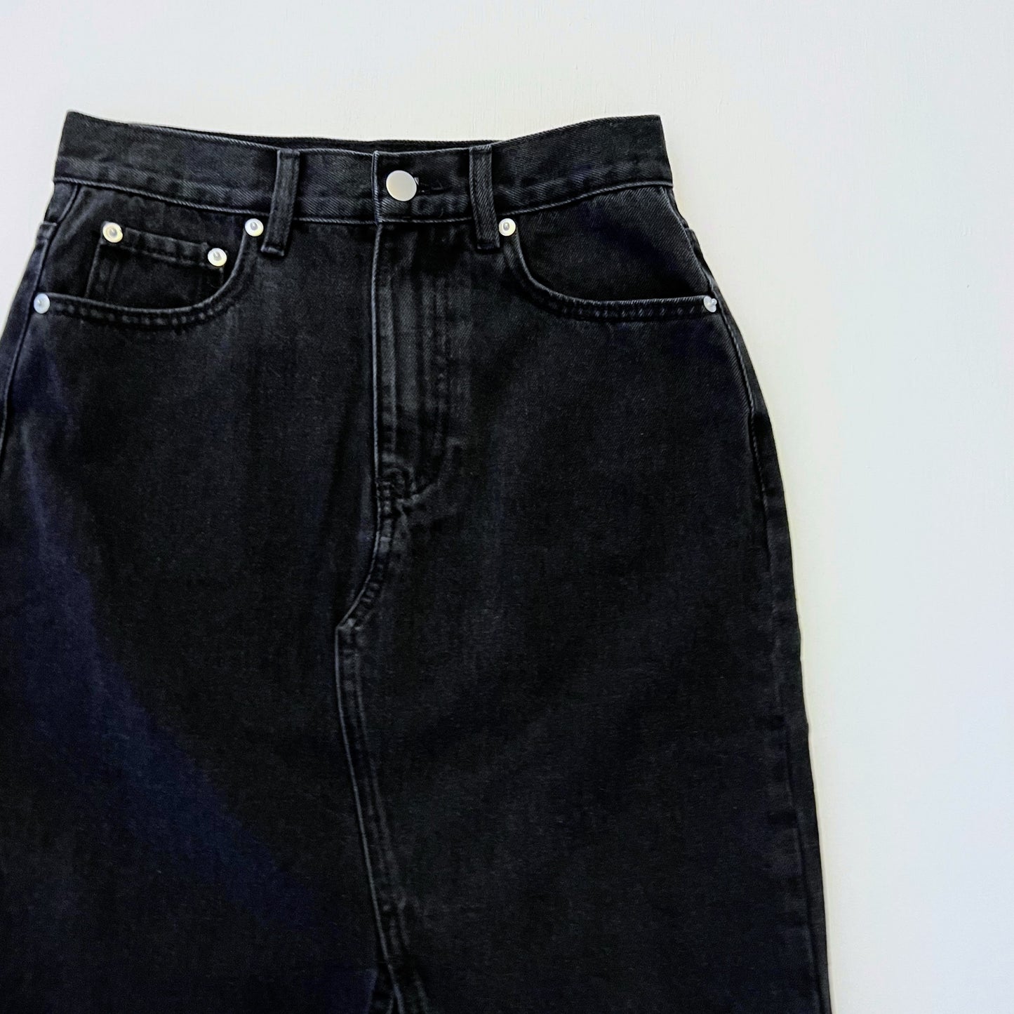 Madelyn Washed Denim Midi Skirt