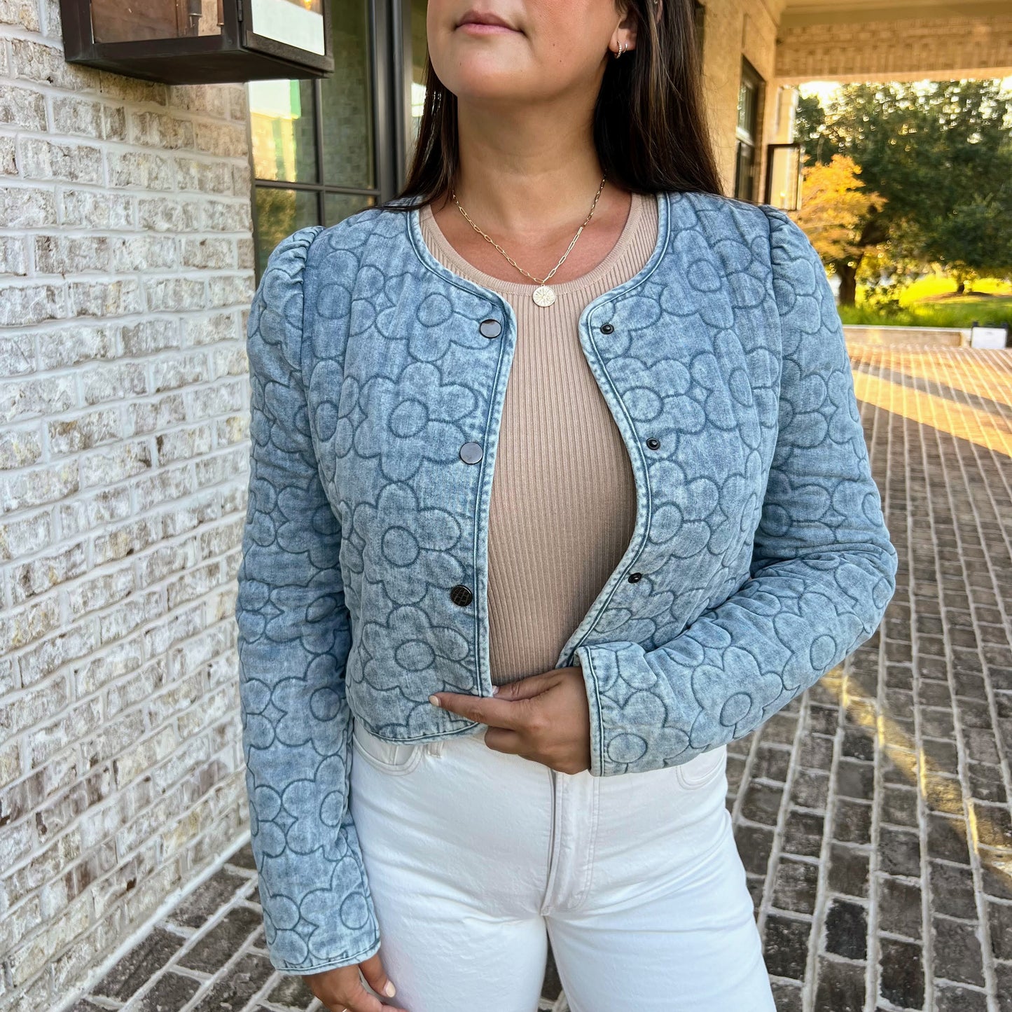 Daisy Quilted Denim Jacket