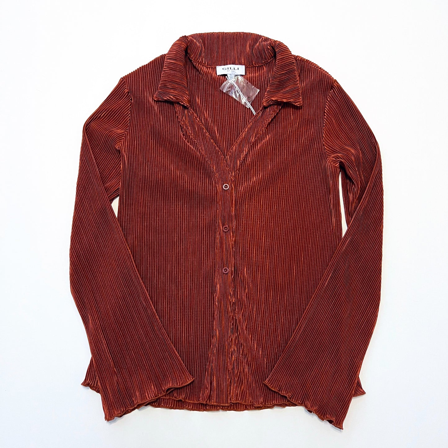 Evelyn Pleated Button Down Blouse