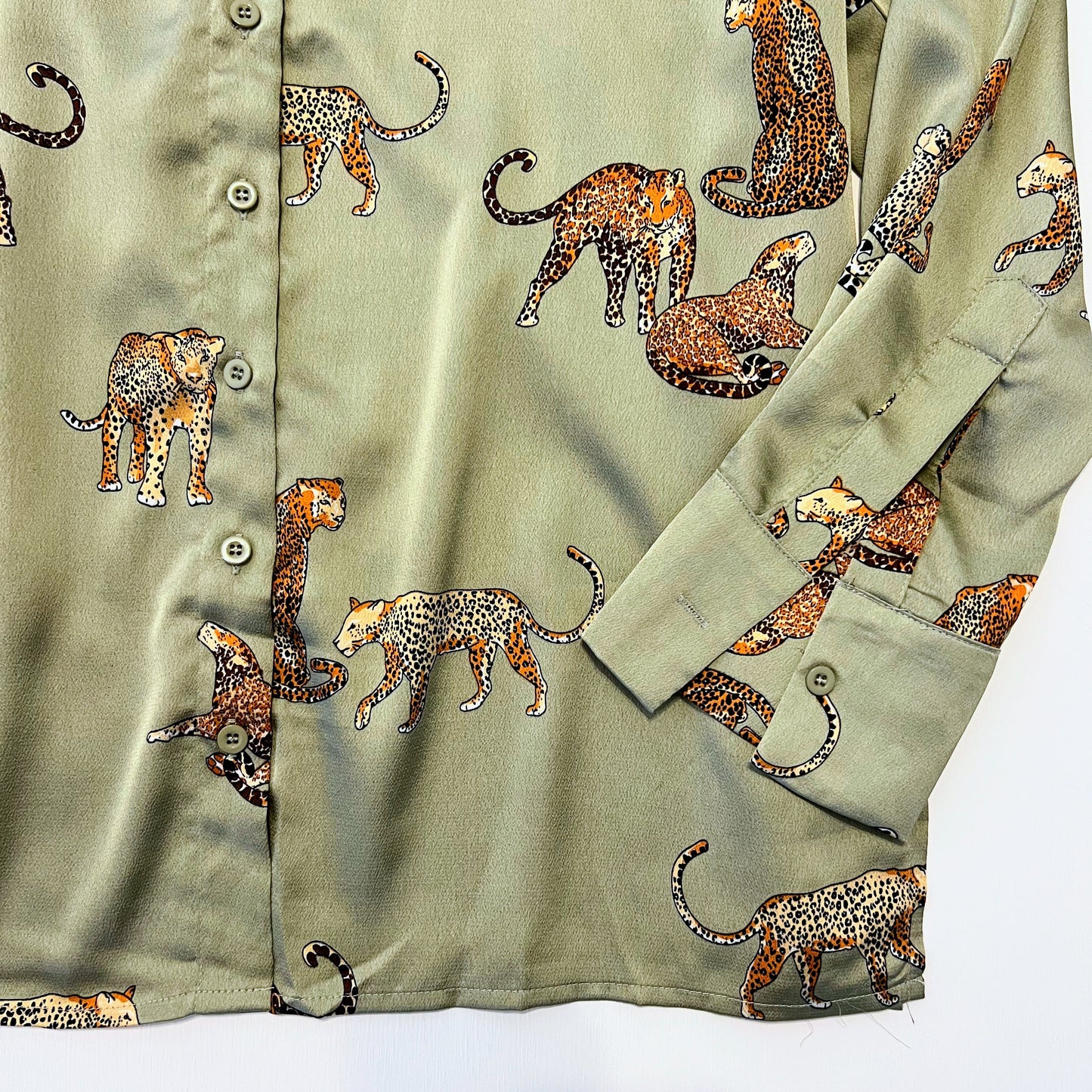 Selena Satin Leopard Print Blouse