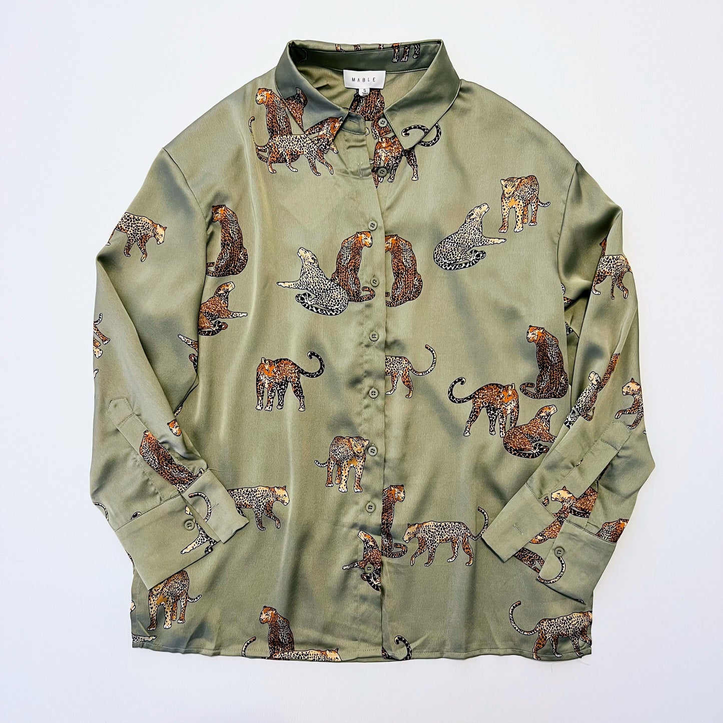 Selena Satin Leopard Print Blouse