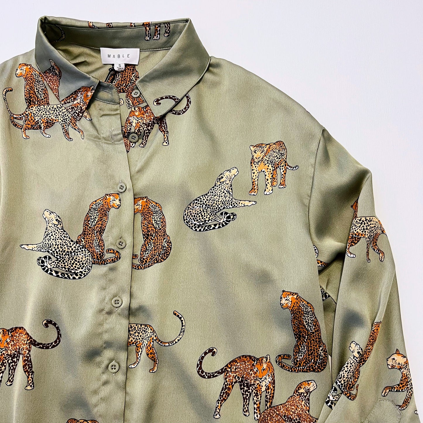 Selena Satin Leopard Print Blouse