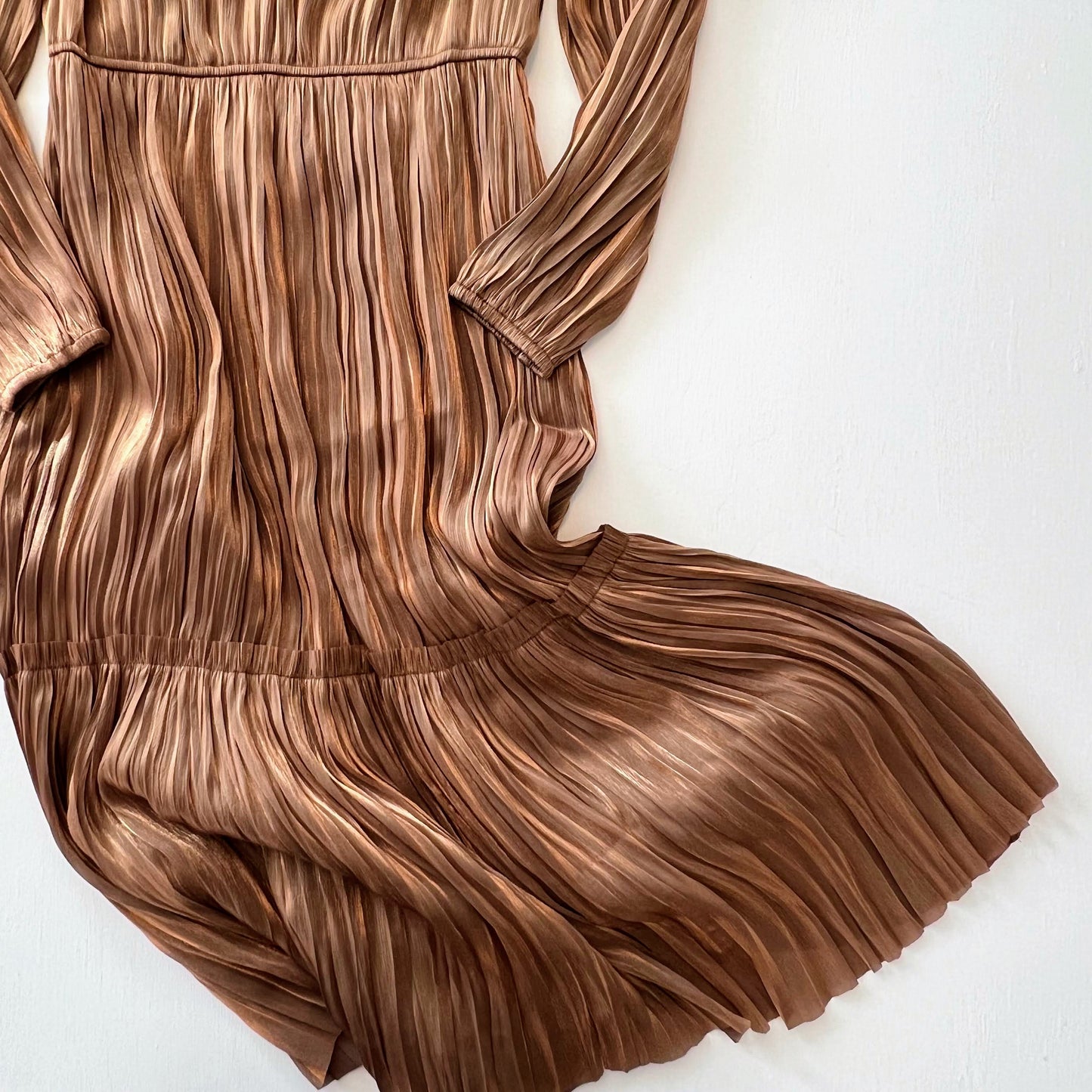 Alice Golden Pleated Maxi Dress