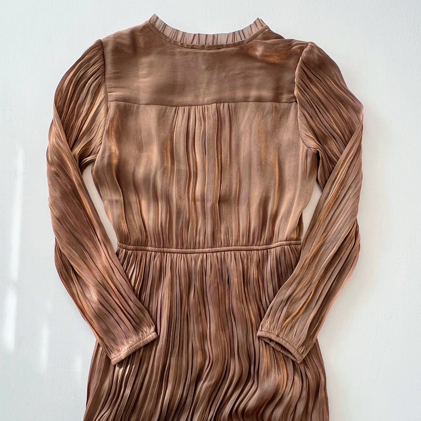 Alice Golden Pleated Maxi Dress