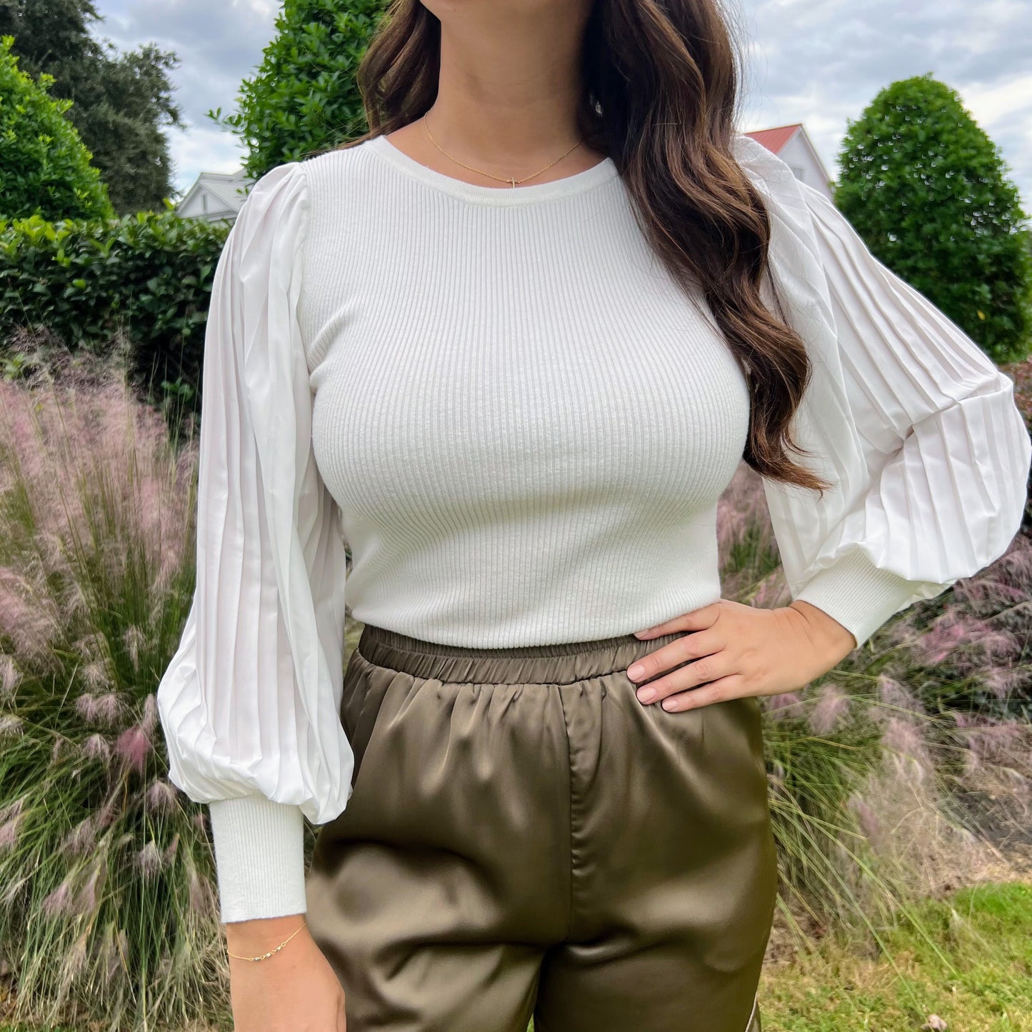 Piper Pleated Sleeve Knit Top