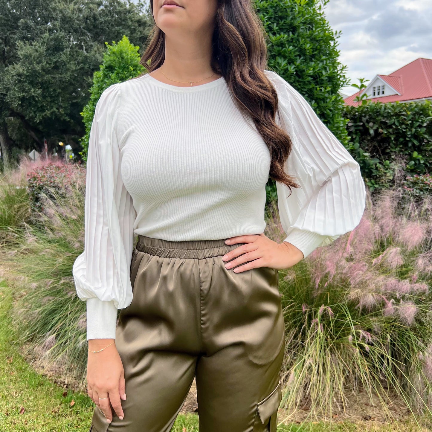 Piper Pleated Sleeve Knit Top