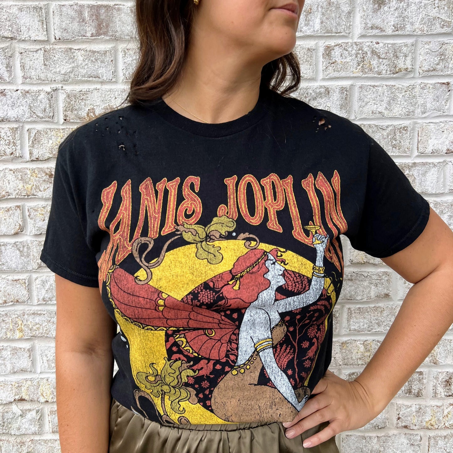 Janis Joplin Distressed Oversized Tee