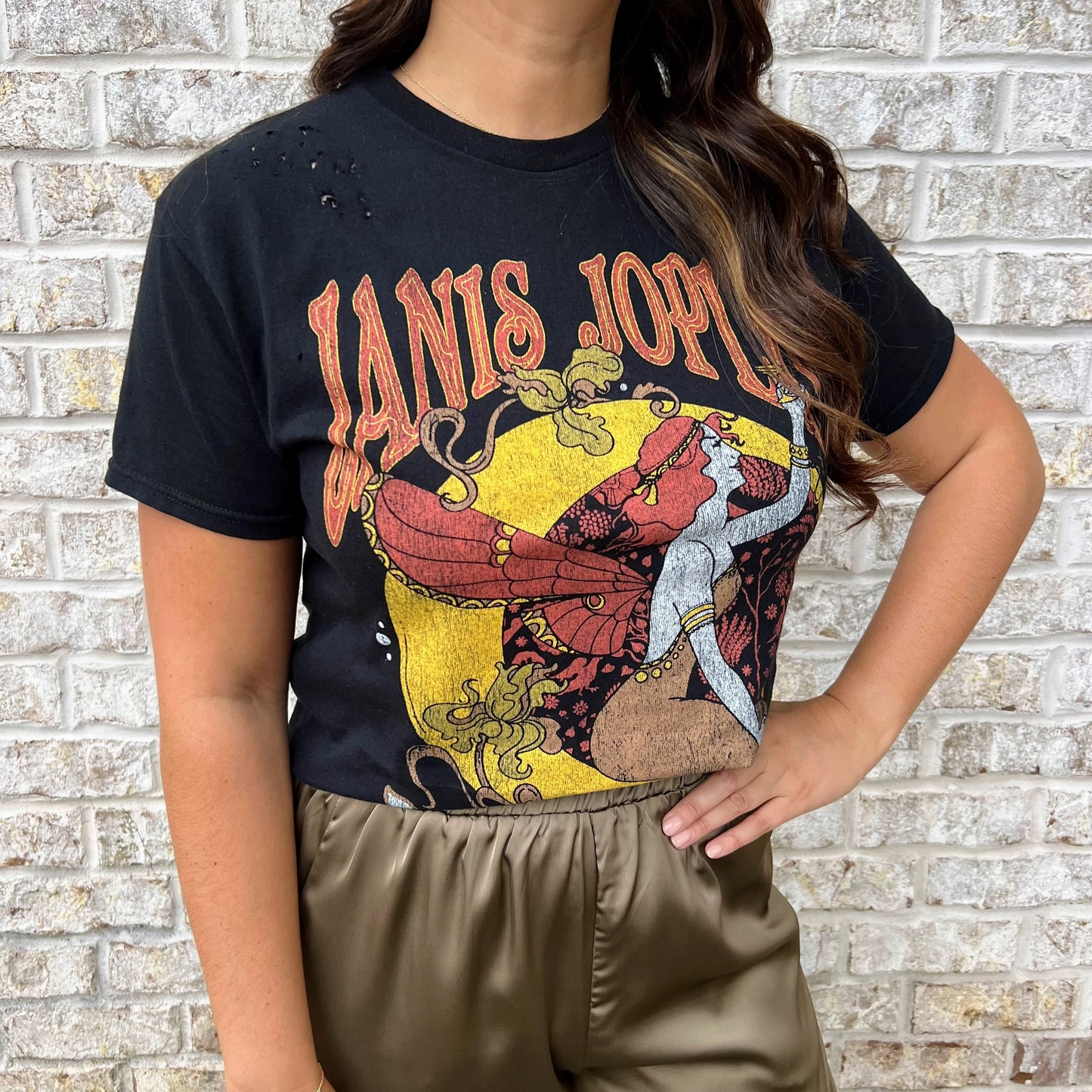 Janis Joplin Distressed Oversized Tee