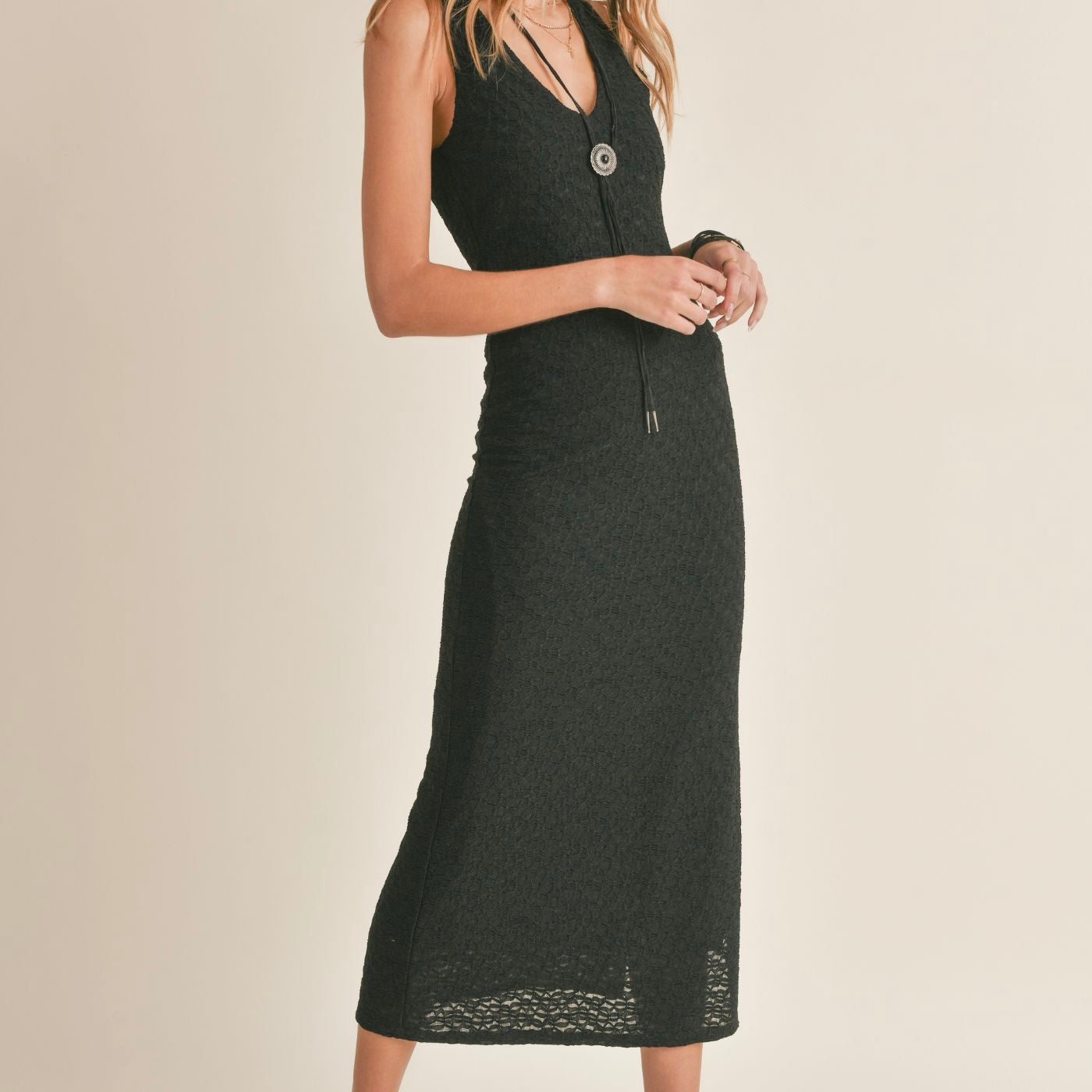 Sterling V-Neck Textured Maxi Dress