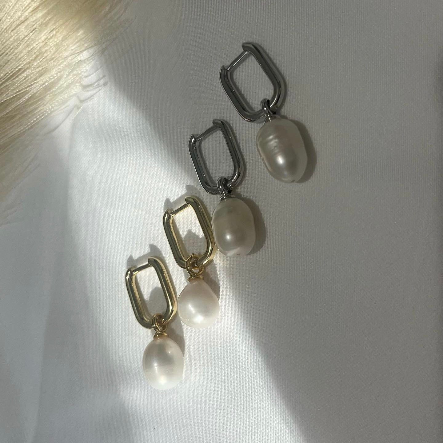 Pearl Charm Gold Dangles