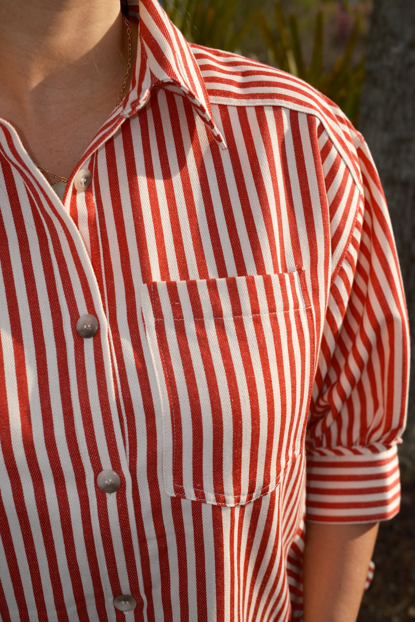 Mallory Striped Ruffle Hem Blouse