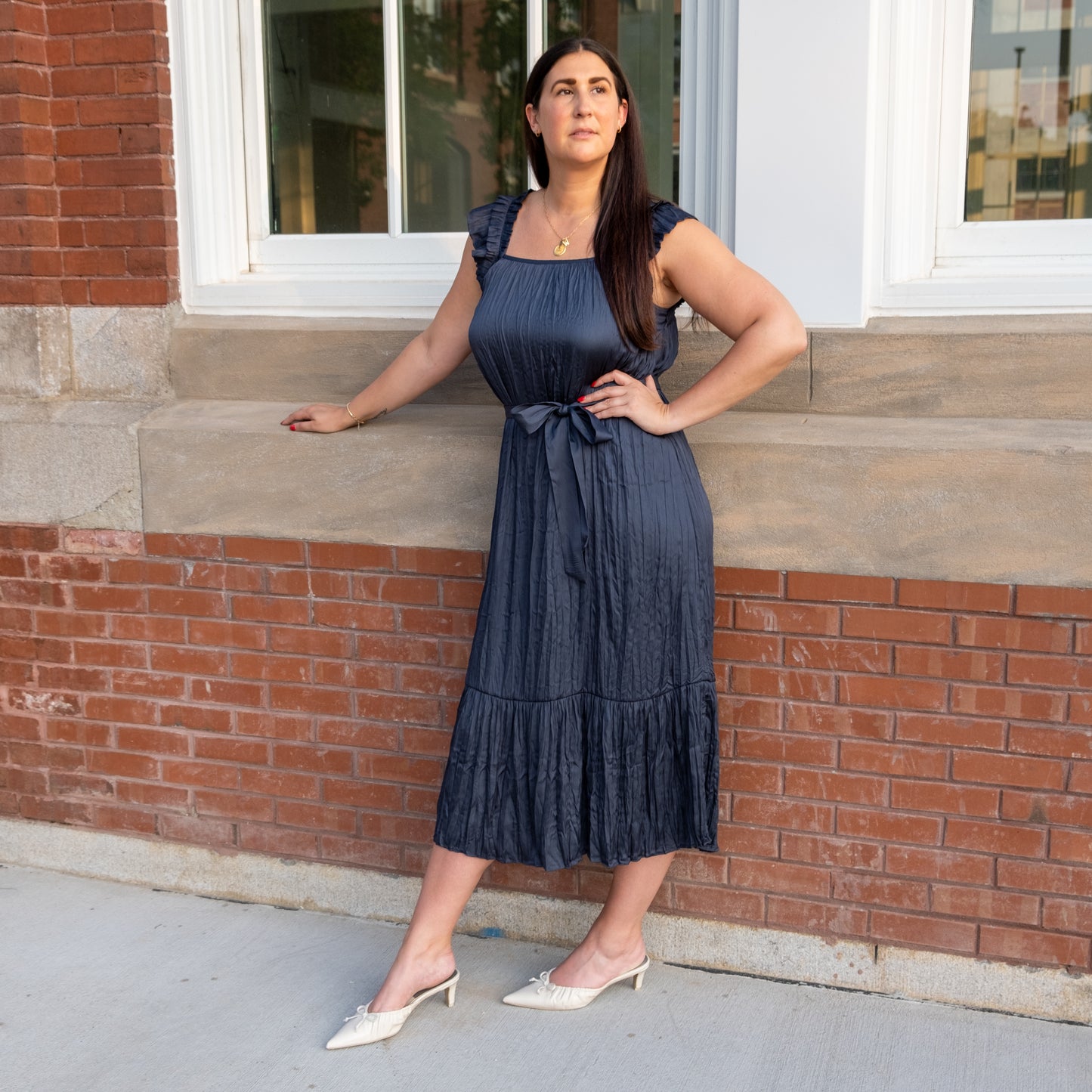 Betsy Belted Ruched Maxi Dress