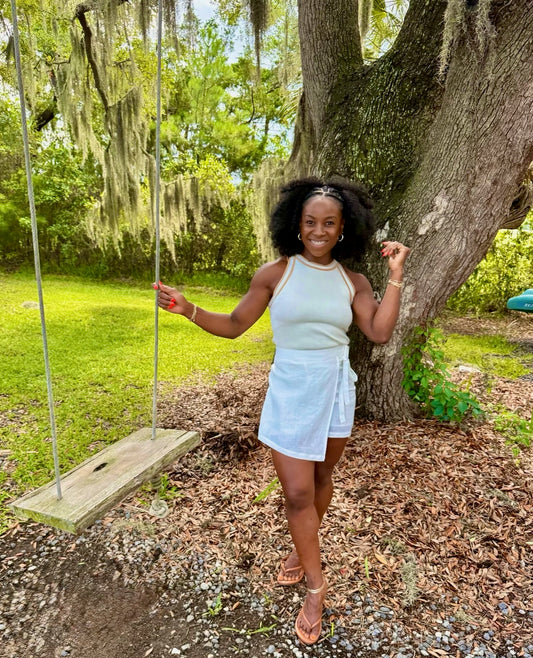 Adelle Linen Wrap Mini Skort