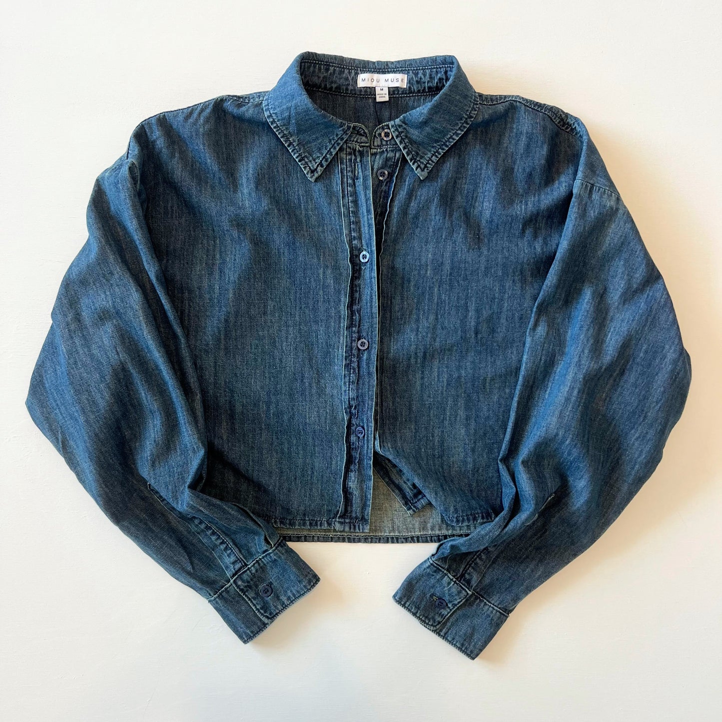 Mona Cropped Denim Button Down