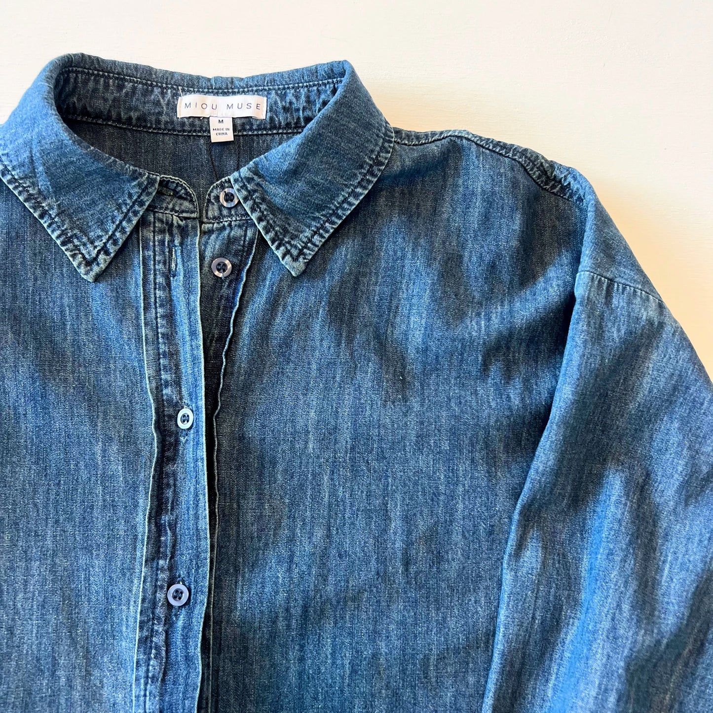 Mona Cropped Denim Button Down