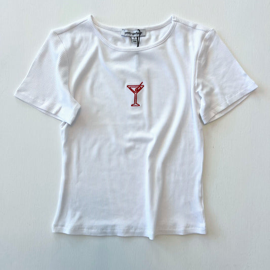 Martini Embroidered Baby Tee