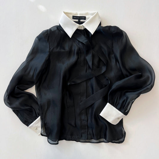 Laurel Sheer Collared Blouse with Tie