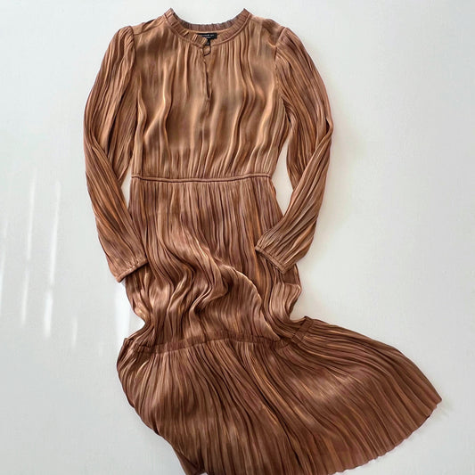 Alice Golden Pleated Maxi Dress