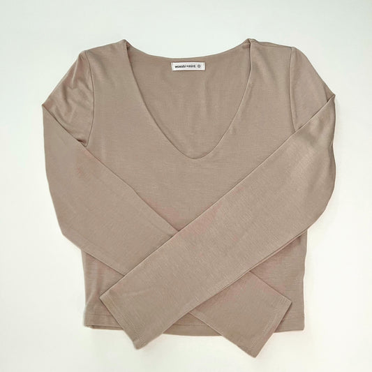 Hayes Long Sleeve V-neck Cropped Top